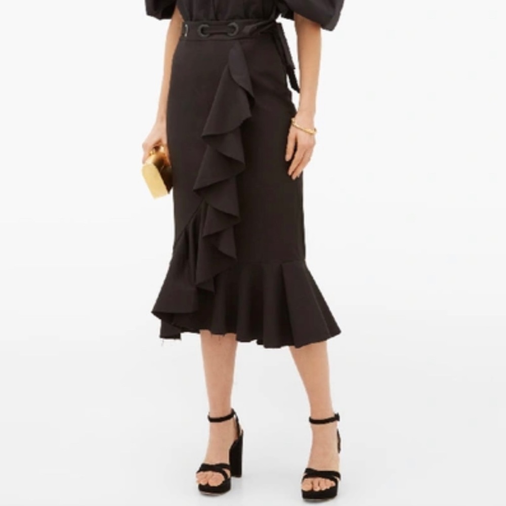 ❤️❤️ NWT JOHANNA ORTIZ  Volveremos Asymmetrical Midi-skirt Black